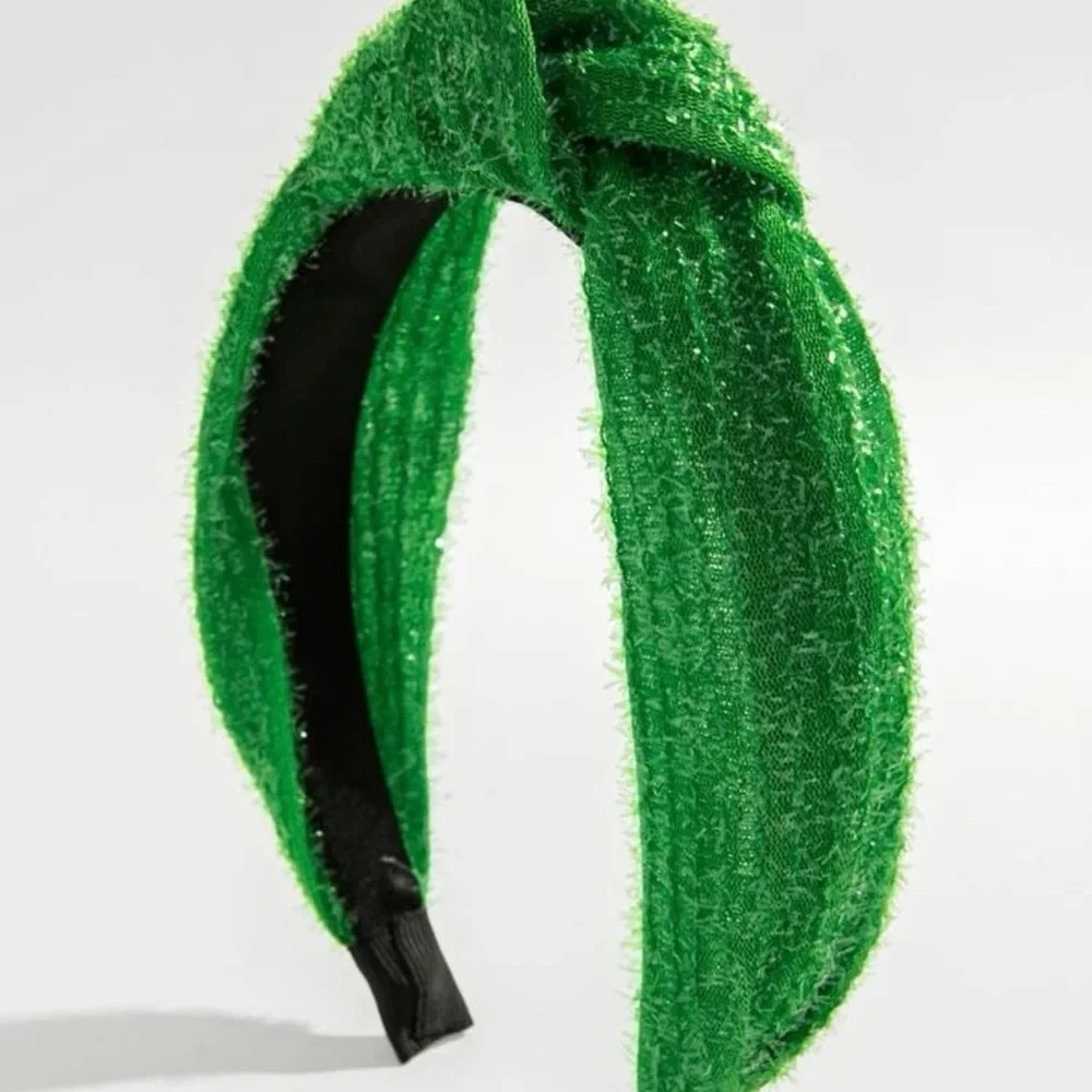 Brand New Fuzzy Green Topknot Headband - Holiday Vibes 🌲